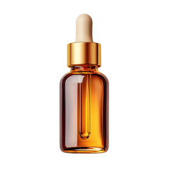 Photography of Premium Face Oil Serum in Amber Glass Bottle on Plain White background transparent png 