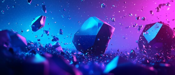 Abstract Neon Blue and Purple Crystal Background
