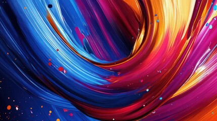 Experience the dynamic motion of ribbon brush strokes and abstract splash waves in this colorful background.