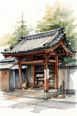 Fototapeta premium the AI Image Generator, , Ancient japanese architecture