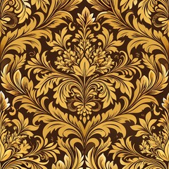 Elegant Golden Floral Pattern Rich Ornate Design Background Artwork