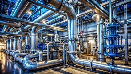 Industrial zone with steel pipelines, valves, and pumps , infrastructure, factory, manufacturing, industry