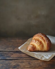 Freshly Baked Golden Flaky Croissant.