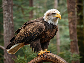 Obraz premium an eagle perched majestically on a tree branch