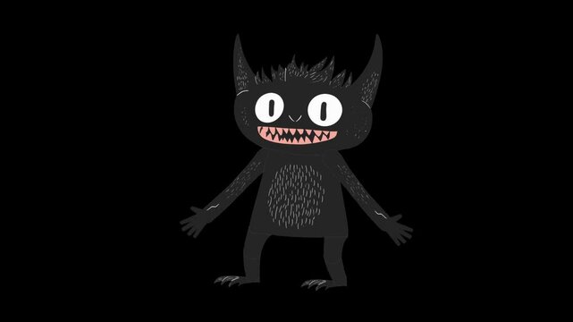 Spooky cute devil cartoon character different animation set isolated on transparent background. Ready to use