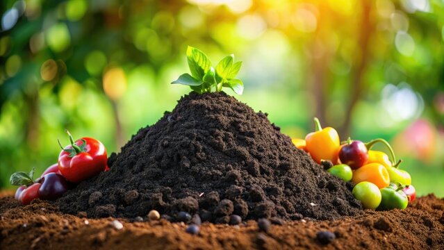 Rich, dark, and fertile enriched topsoil with compost and organic matter, perfect for gardening, landscaping, or agricultural use, promoting healthy plant growth.