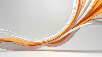 Obraz premium orange color 3d waves on white having empty space for text, wallpaper, backdrop