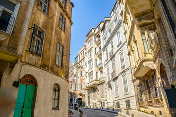 historical street and apartments in the taksim town, istanbul