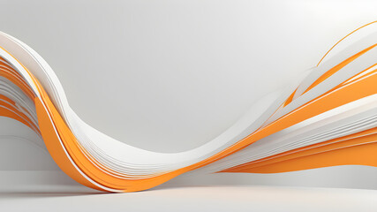 orange color 3d waves on white having empty space for text, wallpaper, backdrop