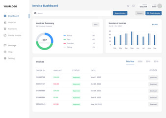Billing Summary, Invoice Dashboard,Payment CMS, Billing Web Application & Sales Control Panel Ui Kit