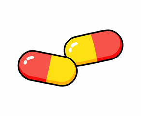 Two red yellow pills stock illustration