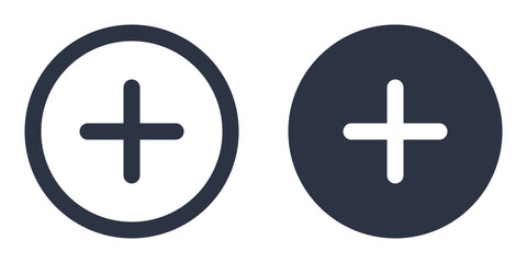 Plus, Add or Increase simple icons set designed in filled, outline, line and stroke style