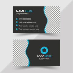  Creative and modern business card design with cyan and white and dark black color Clean and simple business card template Stylish black brow elegant business card design