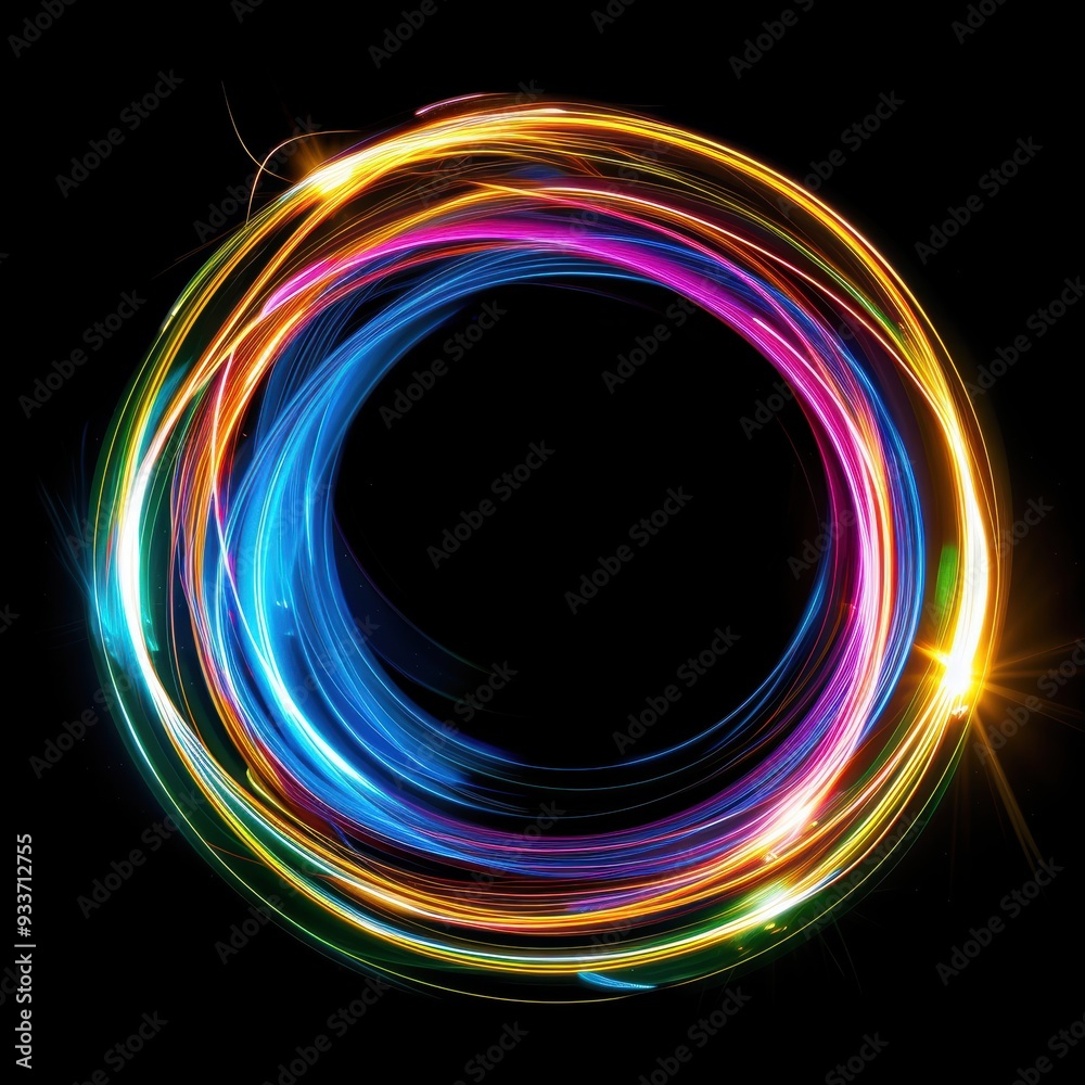 Wall mural colorful light trails in a circle