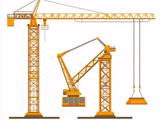 Minimalist Industrial Crane Illustration with Precise Lines and Modern Flat Design on Whit