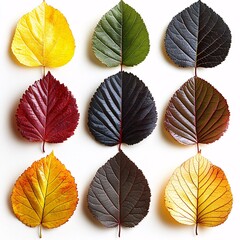 Fototapeta premium Vibrant Collection of Colorful Fall Leaves Perfect for Crafting Set Against White Backgrou