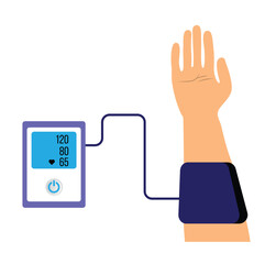 Measuring Blood Pressure Extended Hand. Health care and medicine concept vector