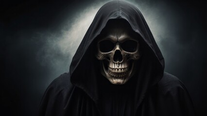 A Grim Reaper-like Figure with a Skull Mask
