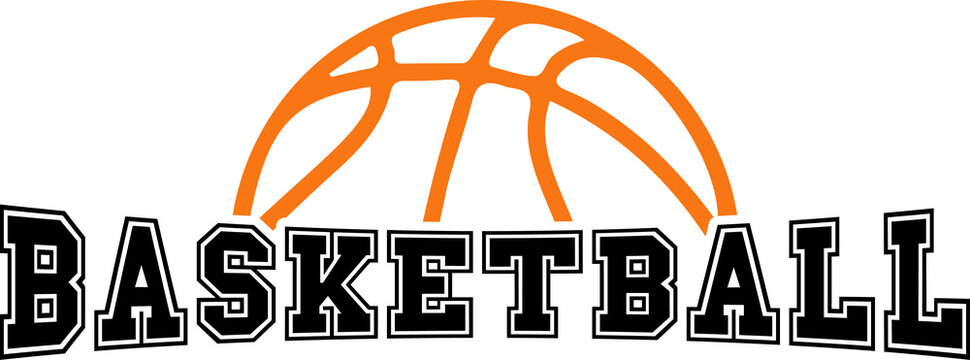 Basketball clip art design on plain white transparent isolated background for card, shirt, hoodie, sweatshirt, apparel, card, tag, mug, icon, poster or badge