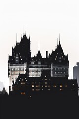 Silhouetted castle in the city