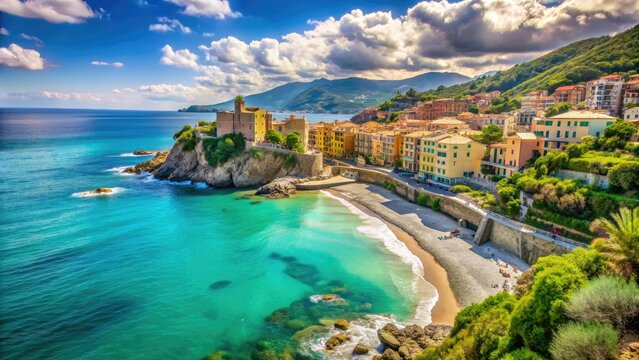 Sandy beaches, crystal-clear turquoise waters, and picturesque towns perched on rugged cliffs define the breathtaking Mediterranean coastline of Italy's province of Savona.