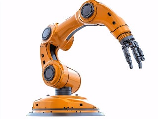 Sleek High Tech Robot Arm Digital Illustration Exuding Modernity Against a Clean White Bac