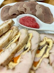 delicious deli meats with sauce