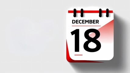 December 18 Calendar Design on a White Background