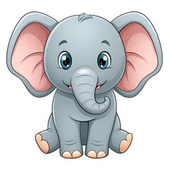 Fototapeta premium Cartoon cute baby elephant sitting