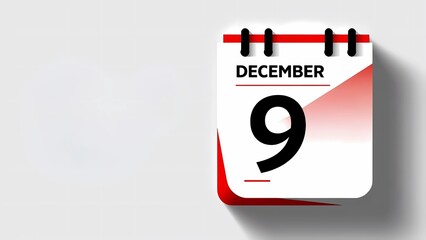  December 9 Calendar Design on a White Background