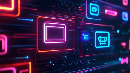 Obraz premium Neon Lights Abstract Technology Background