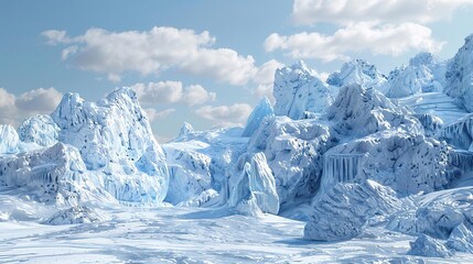 Icy Mountain Landscape - 3D Illustration