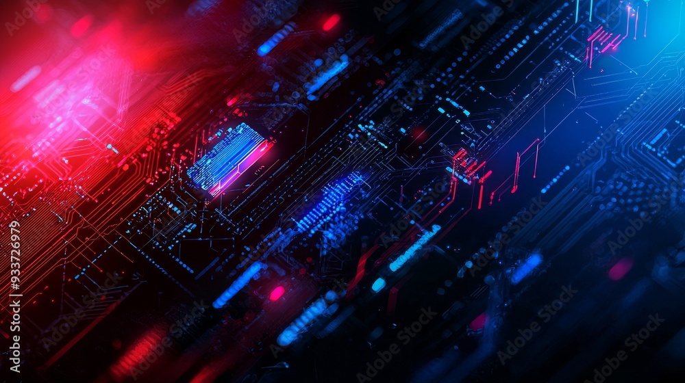 Aufkleber the interface of futuristic technology with geometric shapes is abstract.
