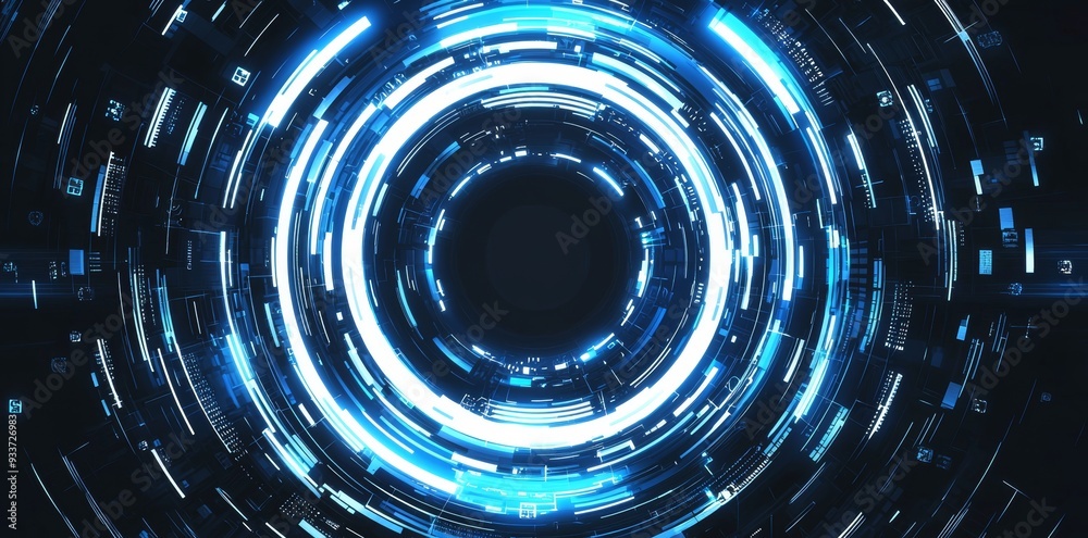 Aufkleber technology abstract hud transparent background with blue circle hologram.