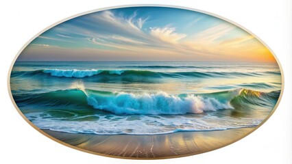 Serenely abstract wave design elements swirl within rounded frame, evoking calming oceanic feelings and providing a soothing visual backdrop for creative projects and designs.