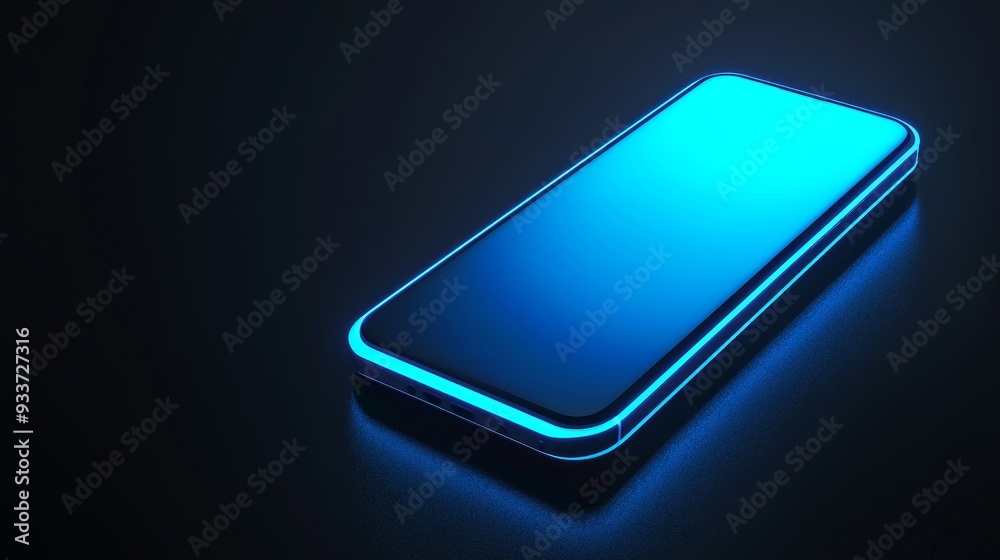 Poster a modern illustration of a smartphone display light. technology mobile display light.