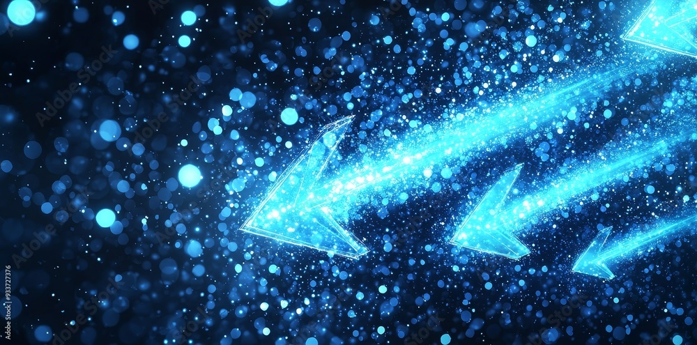 Aufkleber various abstract growing arrows on blue wallpaper. progress and success concept. 3d rendering.