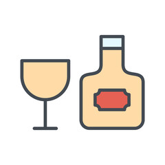 Wine Bottle and Glass Vector Icon
