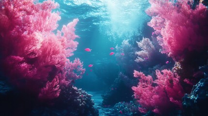 Fototapeta premium Vibrant Underwater Coral Reef Scene
