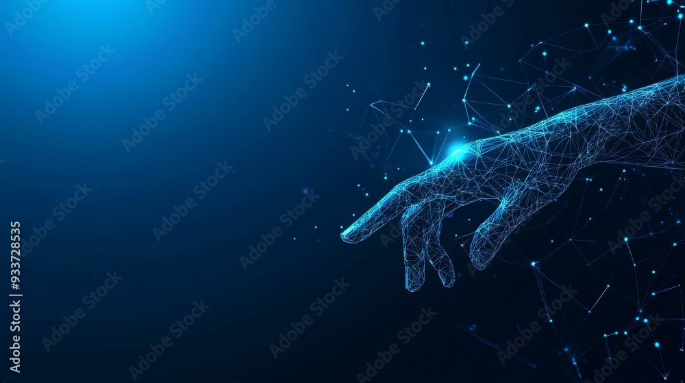 Poster Touch screen digital interface futuristic background of virtual computer screen display ui, cyber communication hologram, and the innovation internet system on virtual reality.