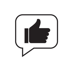 Like icon. Thumb up icon on white background.