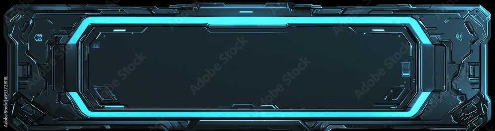 Aufkleber Blue glow futuristic interface frame with circuit transparent background