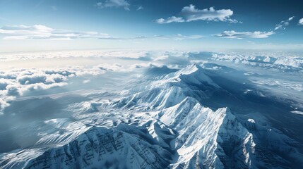 Fototapeta premium Snowy Mountain Range Aerial View