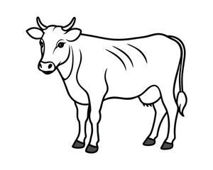 Cow silhouettes.  Black and white colors. Hand drawn colored trendy Vector illustrations.