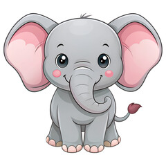 Fototapeta premium Cartoon cute baby elephant sitting
