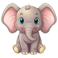 Obraz premium Cartoon cute baby elephant sitting