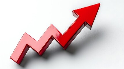 3D Red Arrow Pointing Upwards, Emphasizing Growth and Success