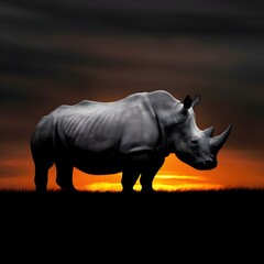 Obraz premium rhino in the savanna in sunset 