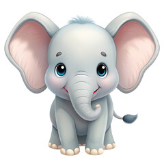 Cartoon cute baby elephant sitting