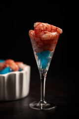 Red Shrimps from Mazara del vallo on a black background